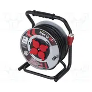 Extension lead 3G1.5Mm2 50M rubber black Sockets no 4 reel  Kerg-W2379 W2379