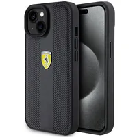 Ferrari Pu Leather Hot Stamp Groove Pattern Case for iPhone 15 Black  Fehcp15Sp3Grk 3666339229740