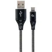 Gembird Usb Male - Type C Premium cotton braided 2M Black  Cc-Usb2B-Amcm-2M-Bw 8716309108072