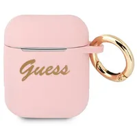 Guess Gua2Sssi Airpods cover różowy pink Silicone Vintage Script  3666339009991