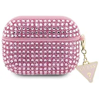 Guess Guap2Hdgtpp Airpods Pro 2 cover różowy pink Rhinestone Triangle Charm  3666339120696