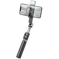 Hoco K16 2In1 Bezvadu selfie nūja  Video Web zvanu statīvs ar galda trīskāji pulti Led gaismu līdz 80Cm Melna 6931474748812
