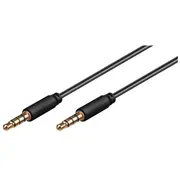 Kabelis 3.5Mm 4Pin spraudnis - 1.5M stereo, melns  63828
