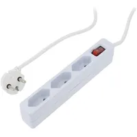 Plug socket strip supply Sockets 3 250Vac 7.5A white 1.5M  Lps230