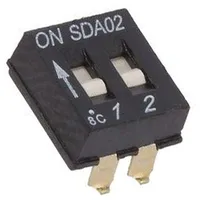Switch Dip-Switch Poles number 2 Off-On 0.025A/24Vdc Pos  Sda02H0Sbr