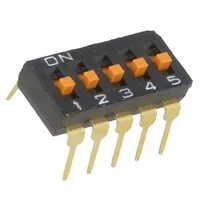 Switch Dip-Switch Poles number 5 On-Off 0.025A/24Vdc Pos 2  A6T-5104