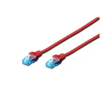 Digitus  Patch cord Cat 5E U-Utp Pvc Awg 26/7 0.5 m Red Modular Rj45 8/8 plug Boots with kink protection, strain relief and latch protection Dk-1512-005/R 4016032198901