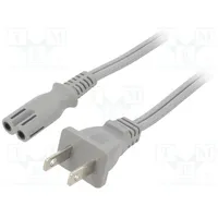 Cable 2X18Awg Iec C7 female,NEMA 1-15 A plug Pvc 1M grey  Sn36-2/18/1Gy