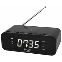 Adler  Ad 1192B Alarm Clock with Wireless Charger W Aux in Black function 5903887808408