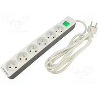 Extension lead 3X1.5Mm2 Sockets 6 white 1.8M 16A  Qoltec-50292 50292