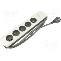 Extension lead 3X1.5Mm2 Sockets 5 white-grey 1.8M 16A  Qoltec-50296 50296