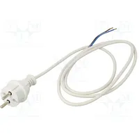 Cable 2X1Mm2 Cee 7/17 C plug,wires Pvc 1.5M white 16A 250V  Wj-24-2/10/1.5Wh
