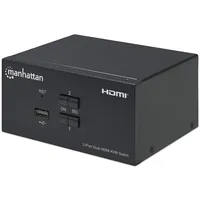 Manhattan Hdmi Kvm Switch 2-Port, 4K30Hz, Usb-A/3.5Mm Audio/Mic Connections, Cables included, Audio Support, Control 2X computers from one pc/mouse/screen, Usb Powered, Black, Three Year Warranty, Boxed  153522 766623153522 Kvvmnhprz0002
