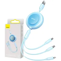 Baseus Bright Mirror 2 3In1 Usb Type A cable - micro  Lightning C 3.5A 1.1M blue Camj010017 6932172609047