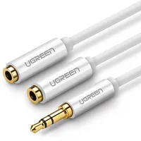 Aux audio sadalītājs 3,5 mm jack kabelis Ugreen Av123, 25 cm Balts  10739 6957303817399