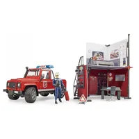 Bruder ugunsdzēsēju depo ar Land Rover Defender un ugunsdzēsēju, 62701  4090102-0667 4001702627010