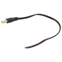 Cable 2X0.5Mm2 wires,DC 5,5/2,5 plug straight black 0.2M  Ecp02F2555Stst