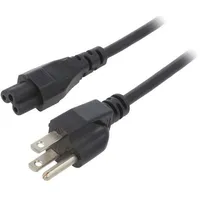 Cable 3X18Awg Iec C5 female,NEMA 5-15 B plug Pvc 1M black  Sn35-3/18/1Bk