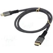 Cable Displayport plug,HDMI plug Pvc textile 4K,Uhd 2160P  Goobay-Plus-65268 65268