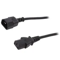Cable Iec C13 female,IEC C14 male 1.2M black 10A 250V  Ak-440201-012-S