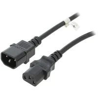 Cable Iec C13 female,IEC C14 male Pvc 3M black 10A 250V  Wn112-3/10/3Bk 95287