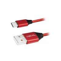 Cable Usb 2.0 A plug,USB C plug 0.3M red Pvc textile  Cu0147