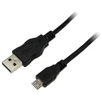 Cable Usb A plug,USB B micro plug nickel plated 3M black  Cu0059