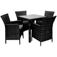 Dārza mēbeļu komplekts Wicker galds un 4 krēsli, melns  K13346 4741617107671