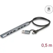 Delock 7 Port Slim Usb Hub with Type-CTrade or Type-A to 1 x 5 Gbps  6 2.0 64273 4043619642731