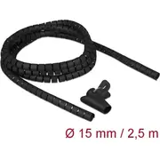 Delock Spiral Hose with Pull-In Tool 2.5 m x 15 mm black  18835 4043619188352