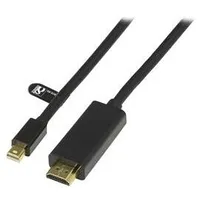 Deltaco mini Dp to Hdmi monitor cable with audio , Full Hd in 60Hz, 3M, black / Dp-Hdmi304  734000467778