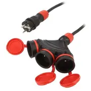 Extension lead 3X2.5Mm2 5M rubber black Sockets no 3 16A  W-01170