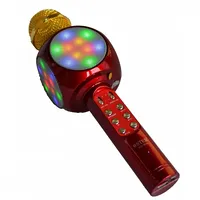 Goodbuy Led 360 karaoke mikrofons ar Bluetooth skaļruni  5W aux balss modulators Usb Micro Sd sarkans Gbmik5Wled360Rd 4752243045763