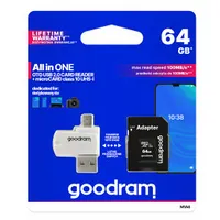 Goodram Microsd 64Gb All in one class 10 Uhs I  Card reader M1A4-0640R12 5908267930281