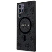 Guess 4G Colored Ring Pu Leather Magsafe Case Aizsargapvalks priekš Samsung Galaxy S24 Ultra / melns  Guhms24Lg4Gfrk 3666339241476