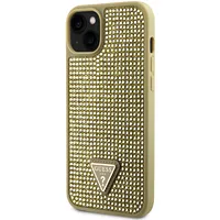 Guess Rhinestones Triangle Metal Logo Case for iPhone 15 Gold  Guhcp15Shdgtpd 3666339191061