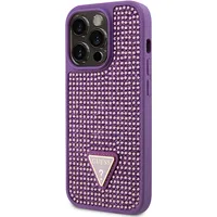 Guess Rhinestones Triangle Metal Logo Case for iPhone 15 Pro Purple  Guhcp15Lhdgtpu 3666339191245