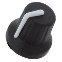 Knob with pointer rubber,plastic Øshaft 6Mm Ø16X15.1Mm black  Fc72606S