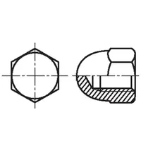 Nut hexagonal M5 0.8 steel 8Mm Bn 149 Din 1587 dome  B5/Bn149 1092774