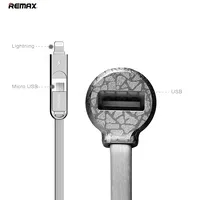 Remax Car Charger Rcc-103 Finchy - Usb 3,4A with Lightning  Microusb cable silver Ład000704 6954851256878