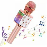 Roger Bluetooth Karaoke Mikrofons Ar iebūvētu Skaļruni / 2X 5W Aux Usb Microsd Rgb Rozā Zelts  Ro-Ws-Ws858L-Ro 4752168110454