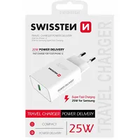 Swissten 25W Tīkla Lādētājs Usb-C Pd 3.0 Sw-Usbcpd25W-W  8595217475939