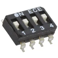 Switch Dip-Switch Poles number 4 Off-On 0.025A/24Vdc Pos 2  Esd104Ltz