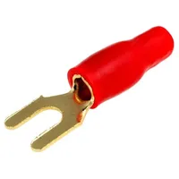 Terminal fork M4 4Mm2 gold-plated insulated red  Kon4/50-Rd 30.4440-02