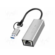Usb to Ethernet adapter Rj45 socket,USB A plug,USB C plug  Ua0422