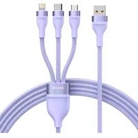 3In1 Usb cable Baseus Flash Ii Series, Usb-C  micro Lightning, 66W, 1.2M Purple Cass040005 6932172618124 037284