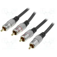 Cable Rca plug x2,both sides 0.5M black  Tcv4270-0.6
