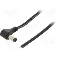 Cable 2X0.5Mm2 wires,DC 5,5/2,1 plug angled black 1.5M  Dc2201.0150E