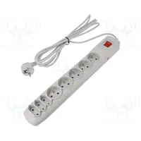 Plug socket strip protective Sockets 8 250Vac 10A grey  R8/30/Sz