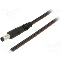 Cable 2X0.75Mm2 wires,DC 5,5/1,7 plug straight black 0.5M  P55-Tt-T075-050Bk